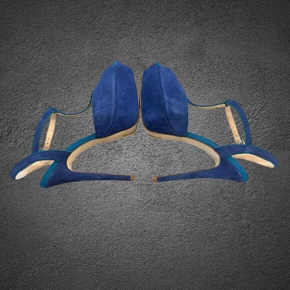 Aldo detamble Women’s size 9.5 EU 40 B Blue suede Ankle Strap 4” inch high heel - Picture 5 of 11